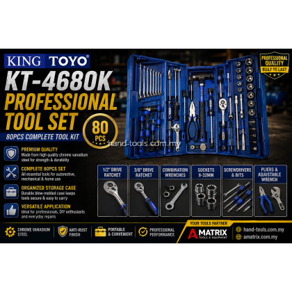 KING TOYO KT-4680K 80 PCS TOOLS SET
